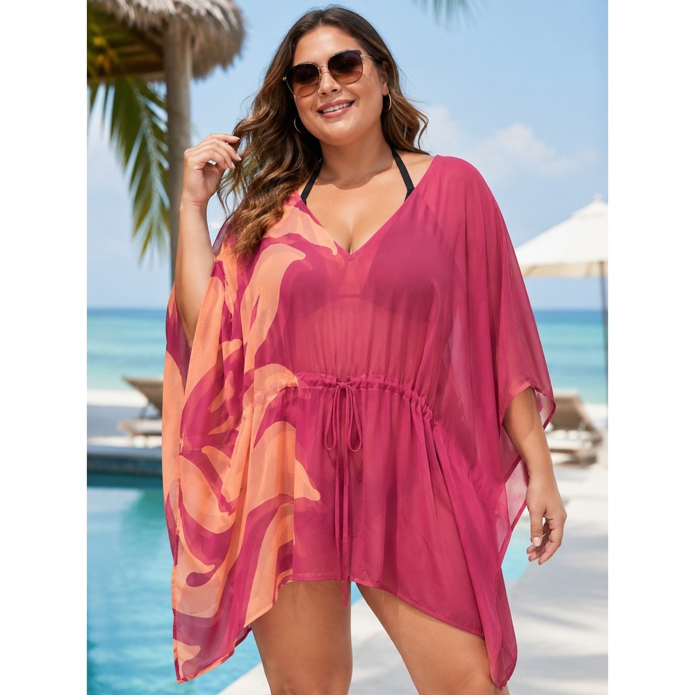 Lane Bryant Sheer Pink Orange Kimono Cover‎ Up Plus Size 18/20 Resortwear